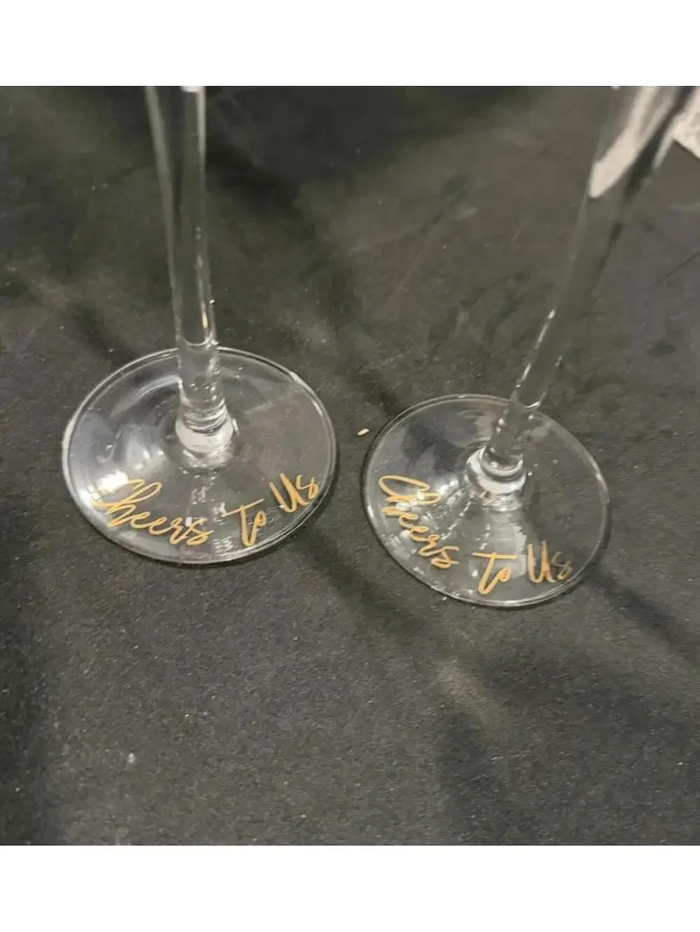 Set of 2 Champagne Flutes with Gold 'Mr & Mrs' Lettering Cheers to Us